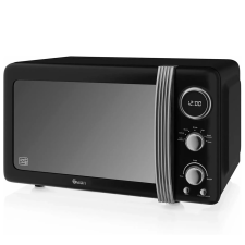 Swan Retro mikrohullámú sütő, 20 literes, Swan, fekete mikrohullámú sütő