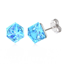  Swanis kocka bedugós fülbevaló - 6,2 mm - Aquamarine fülbevaló