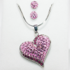 Swanis szív medál, fülbevaló szett - rózsaszín köves + AJÁNDÉK díszdoboz