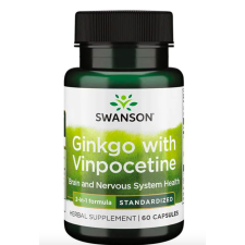Swanson Ginkgo vinpocetinnel standardizált, ginkgo biloba standardizált kivonat vinpocetinnel, 60 kapszula vitamin és táplálékkiegészítő
