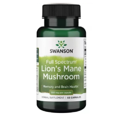 Swanson Lion&#039;s Mane Mushrom (Süngomba) 60 kapszula vitamin és táplálékkiegészítő