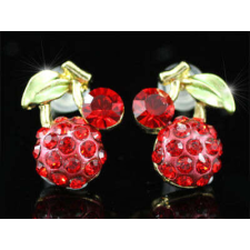 Swarovski Arannyal bevont piros cseresznye fülbevaló Swarovski kristályokkal (0526.) fülbevaló