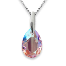  Swarovski Csepp Medál Ezüst Nyaklánc - Színjátszó Kristály - 30x6mm nyaklánc