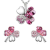 Swarovski Fehérarannyal bevont pink lóhere ékszerszett csodaszép ausztriai kristályokkal (0409.)