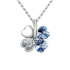 Swarovski Fehérarany bevonatú kék lóhere nyaklánc csodaszép ausztriai kristályokkal (0270.) nyaklánc