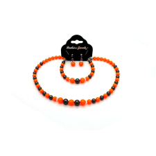 Swarovski gyöngy ékszerszett - Neon Orange & Black Pearl ékszer szett