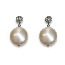 Swarovski gyöngy ezüst fülbevaló - Creamrose fülbevaló