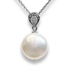  Swarovski Gyöngy Ezüst Nyaklánc - Fehér Coin Pearl nyaklánc