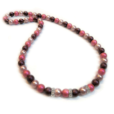 Swarovski gyöngy nyaklánc - Powder Rose, Elderberry, Mulberry nyaklánc