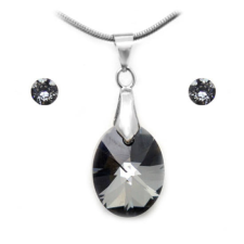 Swarovski kristályos ékszerszett - Oval 18 mm, Silver Night + díszdoboz fülbevaló