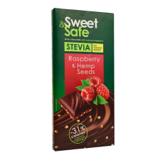 Sweet&safe étcsoki málnával,kenderrel,steviával 90 g csokoládé és édesség
