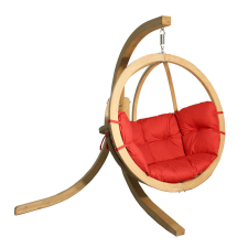 SwingPod Függőfotel állvánnyal, SwingPod prémium függőkosár, piros párna kerti bútor