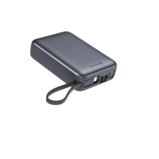 Swissten 20000 mAh integrált USB-C és Lightning kábelekkel, ezüstszürke power bank