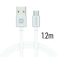 Swissten adatkábel textil bevonattal, USB-C/lightning MFI, 1,2 m fehér kábel és adapter