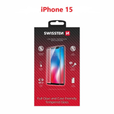 Swissten Full Glue Apple iPhone 15 3D üvegfólia - fekete (54501840) mobiltelefon kellék