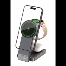 Swissten MagStick wireless 3in1, 25W, fekete, MagSafe töltőpad (22055540) mobiltelefon kellék