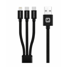 Swissten Textile 3in1, 1,2m, fekete (72501103) kábel és adapter