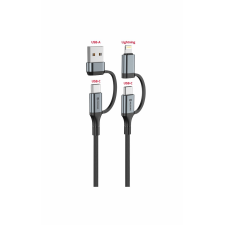 Swissten textilní datový kabel 4in1, 3A 1,5m černý (74501102) kábel és adapter
