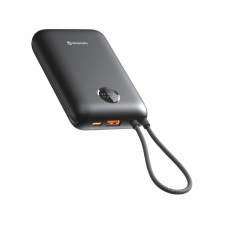 Swissten Voltbox 35 W 20000 mAh beépített USB-C és Lightning kábellel, fekete power bank
