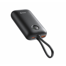 Swissten Voltbox 35W 10000 mAh integrált USB-C és Lightning kábelekkel fekete power bank