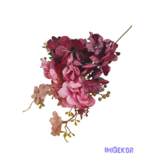  Szálas hortenzia kiegészítőkkel 35cm - Bordó dekorációs kellék