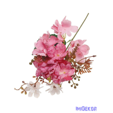  Szálas hortenzia kiegészítőkkel 35cm - Világos Rózsaszín dekorációs kellék