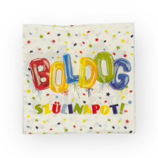  Szalvéta, Boldog Születésnapot, színes, 33×33cm, 16db papírárú, csomagoló és tárolóeszköz