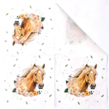  Szalvéta - lóportré. A képen a teljes szalvéta látható papírárú, csomagoló és tárolóeszköz