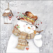  Szalvéta Snowman holding robin papírárú, csomagoló és tárolóeszköz