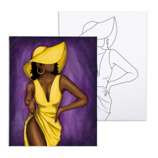 Számfestő A sárga ruhás lány - előrerajzolt élményfestő készlet (20x30cm) kreatív és készségfejlesztő