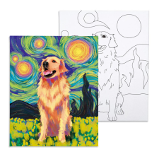 Számfestő Csillagos kutya - előrerajzolt élményfestő készlet (20x30cm) kreatív és készségfejlesztő