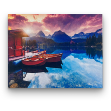 Számfestő Csónakok a naplementében - előszínezett számfestő készlet (40x50cm) kreatív és készségfejlesztő