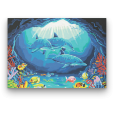 Számfestő Delfinek a Barlangnál - számfestő készlet kreatív és készségfejlesztő