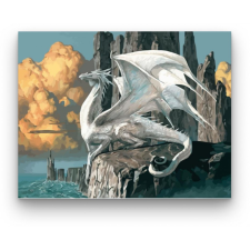 Számfestő Fehér sárkány a sziklán - számfestő készlet kreatív és készségfejlesztő