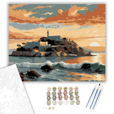 Számfestő.hu Alcatraz Sziget Naplementében - számfestő készlet – 40×50 cm (Keretre feszítve) kreatív és készségfejlesztő
