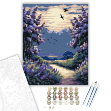 Számfestő.hu Alkonyati Lila Orgonabokrok - számfestő készlet – 40×50 cm (Keretre feszítve) kreatív és készségfejlesztő