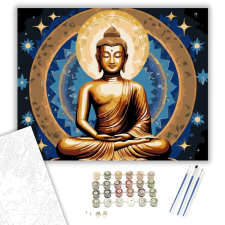 Számfestő.hu Arany Buddha Kozmikus Háttérrel - számfestő készlet – 40×50 cm (Keretre feszítve) kreatív és készségfejlesztő