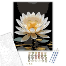 Számfestő.hu Aranyló Lótusz Fekete Háttérrel - számfestő készlet – 80×100 cm (Keret nélkül) kreatív és készségfejlesztő