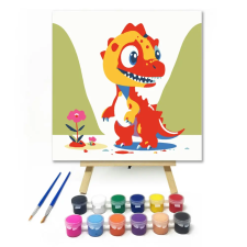 Számfestő.hu Aranyos kis dinoszaurusz - gyerek számfestő készlet – 40×40 cm (Keret nélkül) kreatív és készségfejlesztő