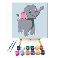 Számfestő.hu Aranyos Kiselefánt - gyerek számfestő készlet – 40×40 cm (Keret nélkül) kreatív és készségfejlesztő
