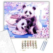 Számfestő.hu Aranyos pandák - számfestő készlet – 40×50 cm (Keretre feszítve) kreatív és készségfejlesztő