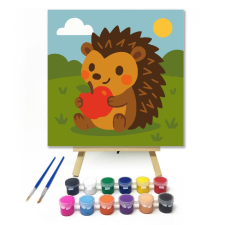 Számfestő.hu Aranyos Sün Almafaló - gyerek számfestő készlet – 20×20 cm (Keretre feszítve) kreatív és készségfejlesztő