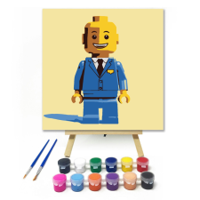 Számfestő.hu Bábu kék ruhában - gyerek számfestő készlet – 20×20 cm (Keretre feszítve) kreatív és készségfejlesztő