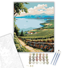 Számfestő.hu Badacsonyi Kilátás Szőlőkkel - számfestő készlet – 50×60 cm (Keretre feszítve) kreatív és készségfejlesztő