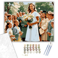 Számfestő.hu Ballagó Lány Virágcsokorral - számfestő készlet – 60×70 cm (Keret nélkül) kreatív és készségfejlesztő