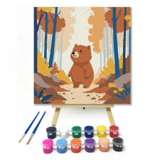 Számfestő.hu Barátságos erdei medve - gyerek számfestő készlet – 50×50 cm (Keretre feszítve) kreatív és készségfejlesztő