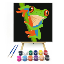 Számfestő.hu Béka - gyerek számfestő készlet – 20×20 cm (Keretre feszítve) kreatív és készségfejlesztő