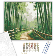 Számfestő.hu Békés Bambuszerdő Ösvénnyel - számfestő készlet – 40×50 cm (Keretre feszítve) kreatív és készségfejlesztő