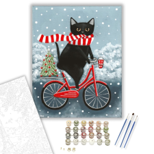 Számfestő.hu Bicikliző Macska - számfestő készlet – 40×50 cm (Keretre feszítve) kreatív és készségfejlesztő