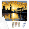 Számfestő.hu Big Ben és a Westminster Palota Naplementében - számfestő készlet – 40×50 cm (Keretre feszítve)